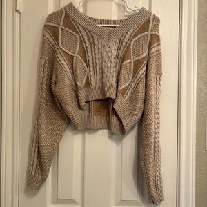 Women's Tan Cable Knit Sweater